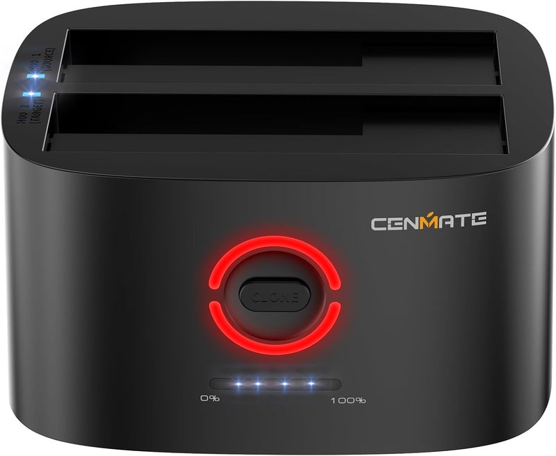 cenmate Dual Bay Hard Drive Docking Station with Offline Clone, USB A/C 3.0 to SATA, Hard Drive Reader for 2.5/3.5 Inch HDD/SSD(Supports 18TB*2, Up to 6Gbps Under UASP) - Image 1